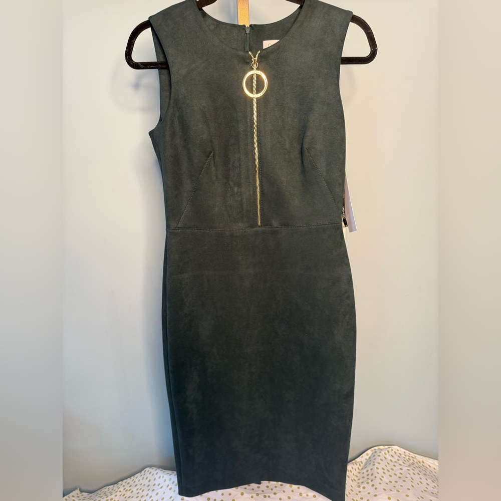 Marc New York Emerald Green Faux Suede Midi Dress